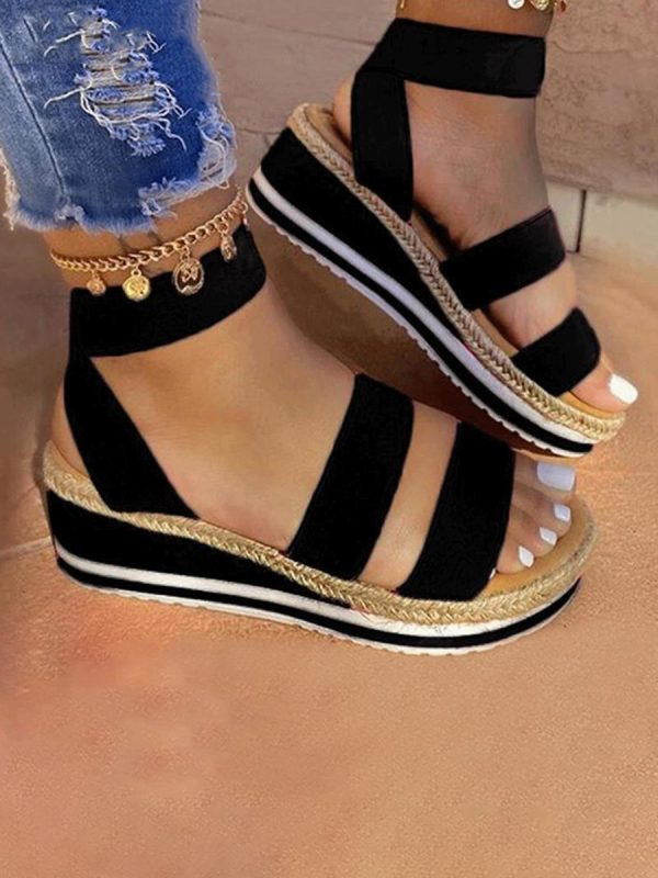 LW Street Bandage Design Black Platform Sandals