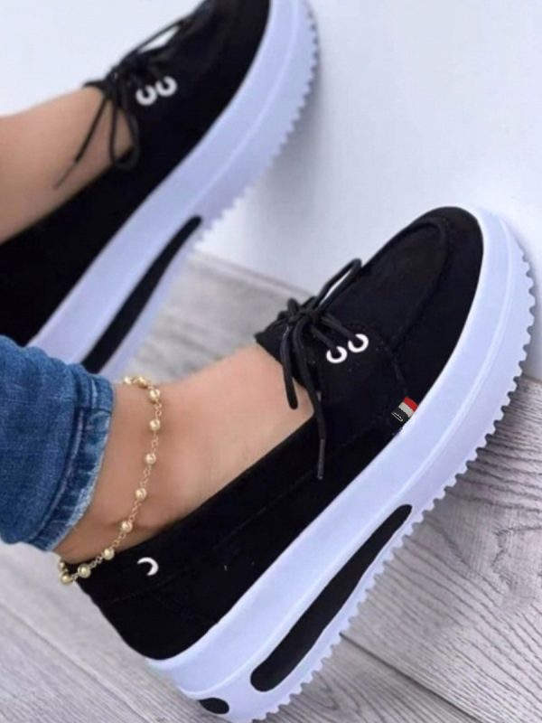 LW Letter Print Cut Out Platform Flats