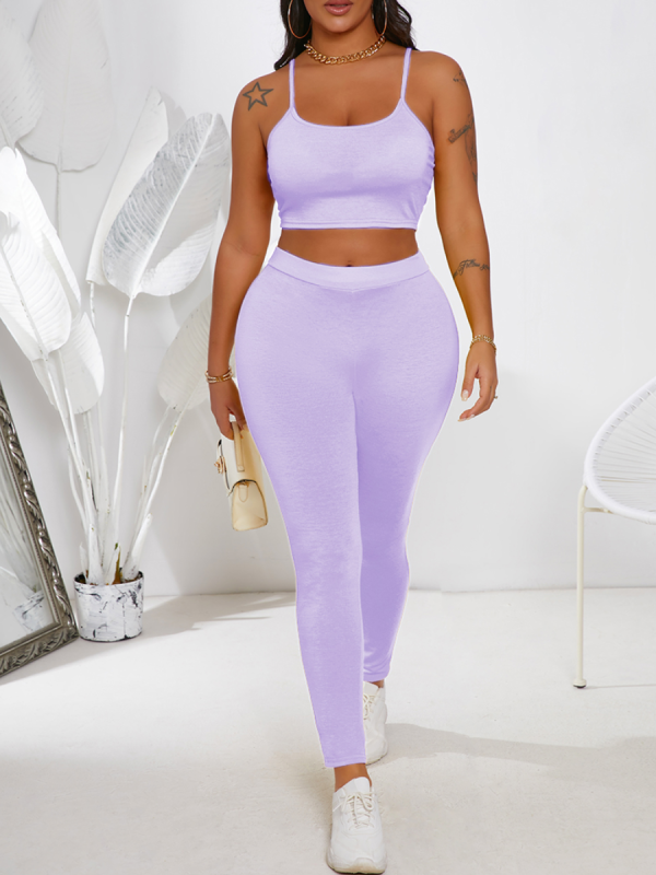 LW Crop Top Letter Print Pants Set - Image 7