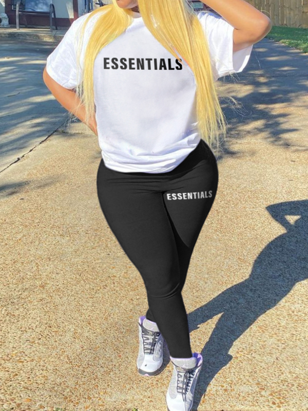 LW Plus Size Essentials Letter Print Pants Set - Image 3