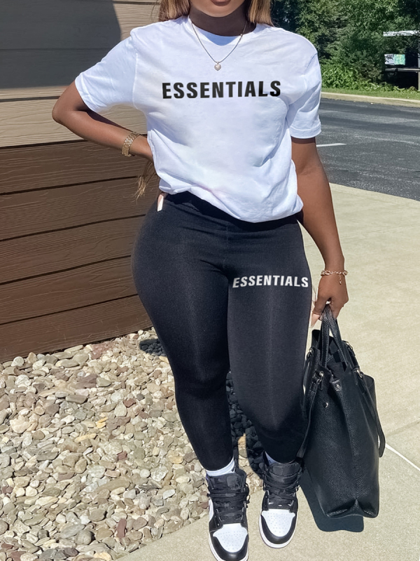 LW Plus Size Essentials Letter Print Pants Set - Image 2