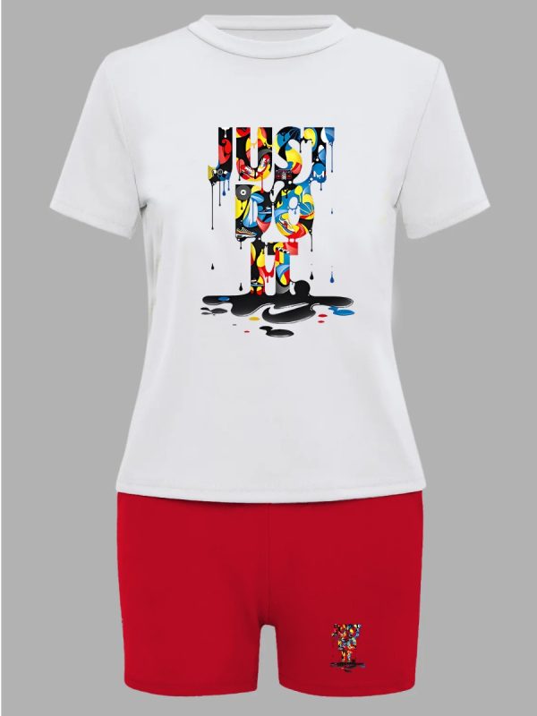 LW Plus Size Just Do It Letter Print Shorts Set - Image 19