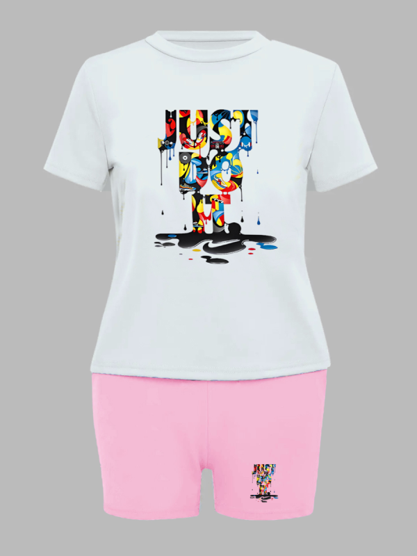 LW Plus Size Just Do It Letter Print Shorts Set - Image 14