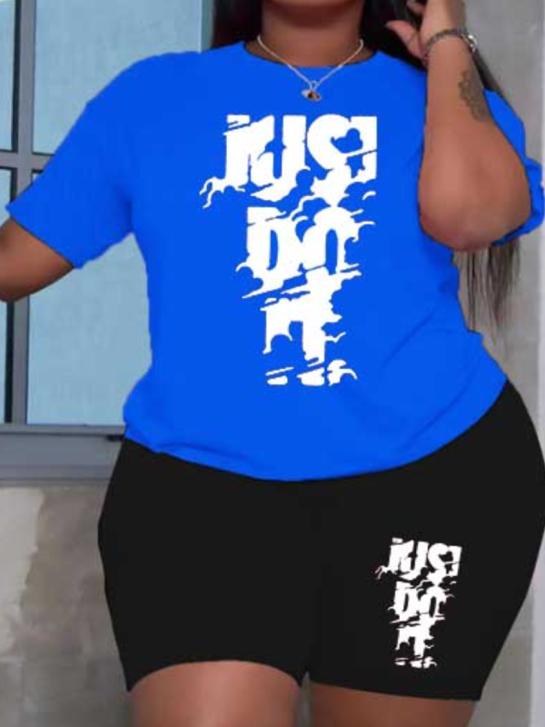 LW Plus Size Just Do It Letter Print Shorts Set - Image 9
