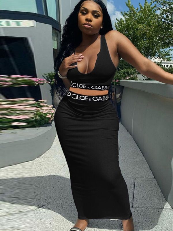 LW BASICS U Neck Bodycon Skirt Set - Image 34