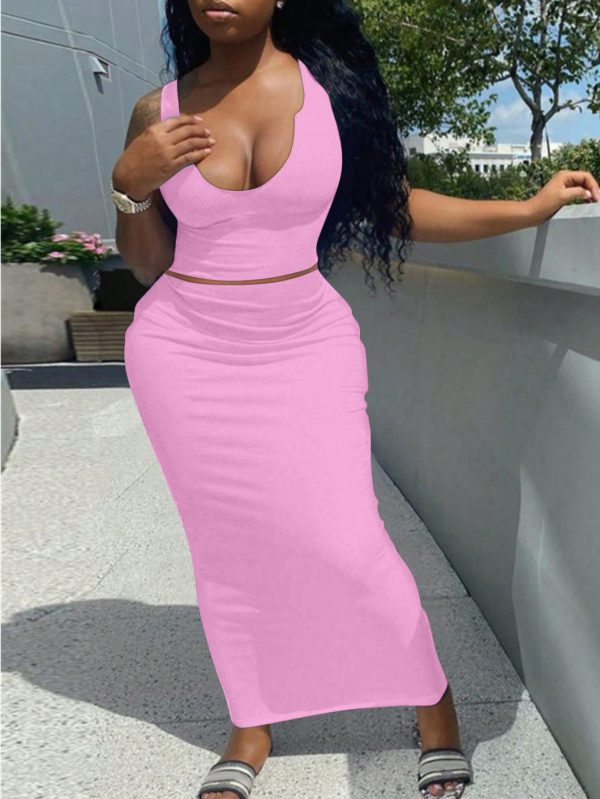 LW BASICS U Neck Bodycon Skirt Set - Image 32
