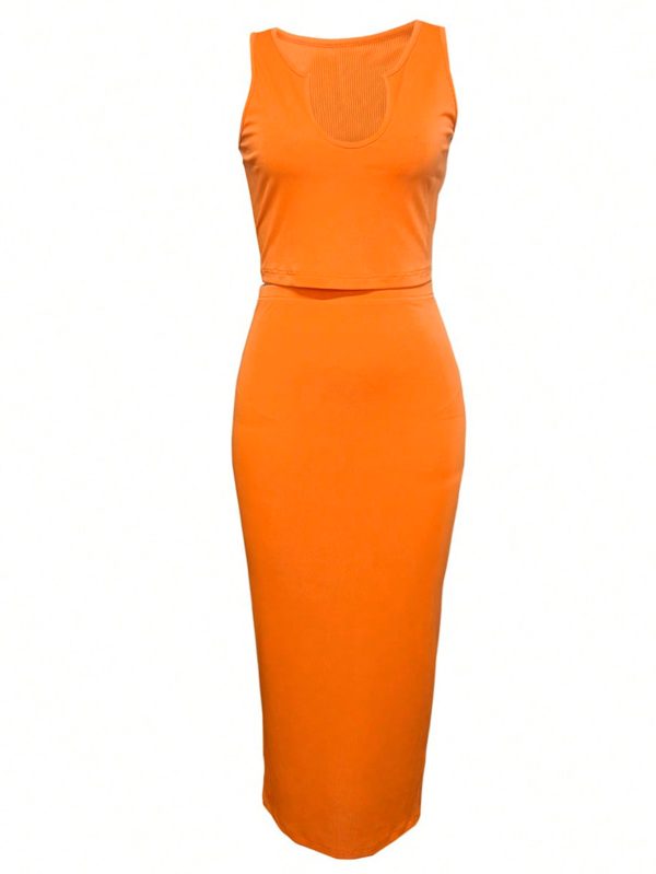 LW BASICS U Neck Bodycon Skirt Set - Image 20
