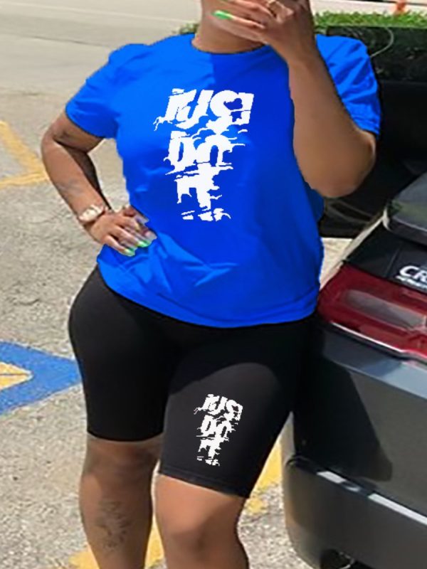 LW Plus Size Just Do It Letter Print Shorts Set - Image 11