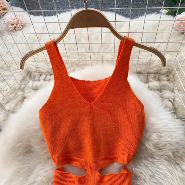 YuooMuoo Women Dress Sexy Cut Out Waist Package Hips Split Bodycon Dress Summer Fashion Lady Knitted Party Vestidos Sundress - Image 5