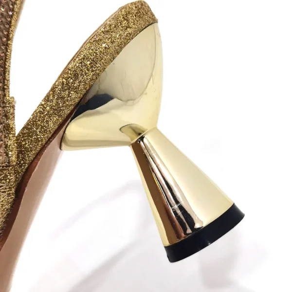 Venus Chan Italian Pointed Toe Wedding Shoes Gold Color Summer Sandal for Women 2023 High Heels Rhinestone Shoe and Bag Set - Image 5