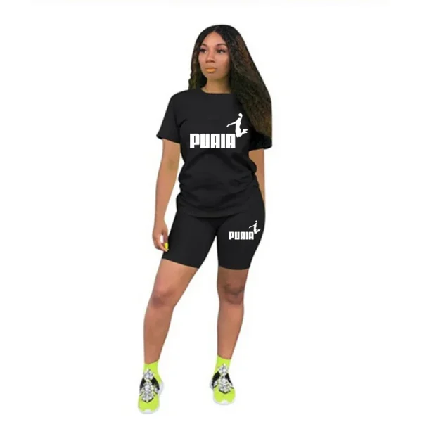 Women Short Set Two Piece Set Sportswear T-Shirts and Shorts Ladies Casual O-Neck Pullover Short Sleeve T-Shirt Casual Tracksuit