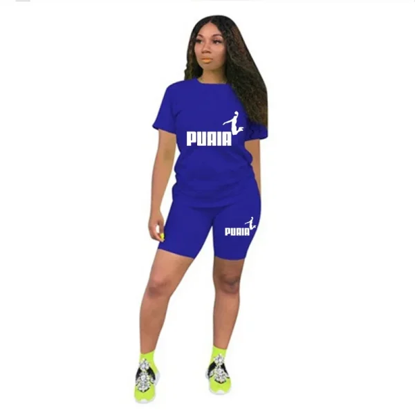Women Short Set Two Piece Set Sportswear T-Shirts and Shorts Ladies Casual O-Neck Pullover Short Sleeve T-Shirt Casual Tracksuit - Image 4