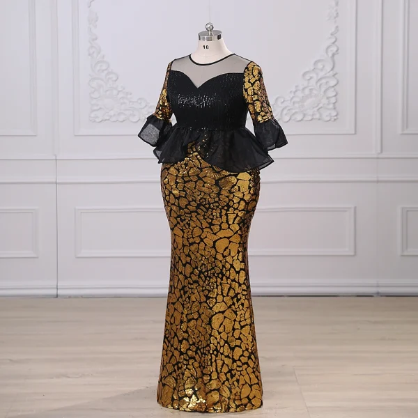 Elegant Exquisite Sequin Slim Half Sleeve Mermaid Evening Dresses Plus Size Women Prom Dresses vestidos de fiesta Dresses Gala - Image 2