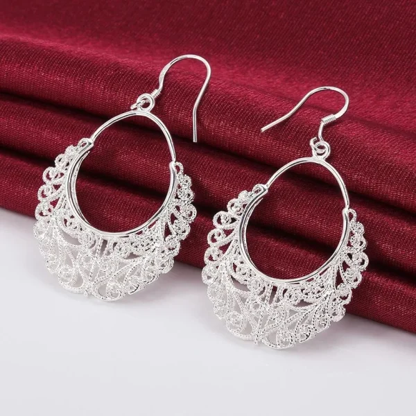 Fine charm 925 sterling Silver vintage earrings for women luxury designer Jewelry wedding birthday present Christmas Gifts - Image 2
