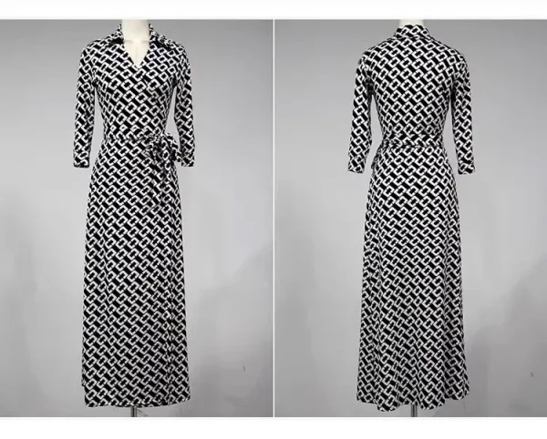 Luxury Elegant V Neck Slim Wrap Long Dresses Summer Half Sleeve Women Holiday Maxi Dress vestidos verano moda 2024 - Image 6
