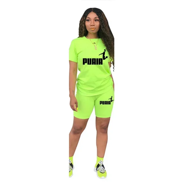 Women Short Set Two Piece Set Sportswear T-Shirts and Shorts Ladies Casual O-Neck Pullover Short Sleeve T-Shirt Casual Tracksuit - Image 3
