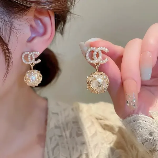 Tweed Style Needle Earrings Pearls Embroidery Ball Ear Pendants New Trendy Luxury Design Sensibility Ear Jewelry Wholesale - Image 2