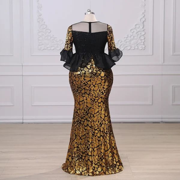 Elegant Exquisite Sequin Slim Half Sleeve Mermaid Evening Dresses Plus Size Women Prom Dresses vestidos de fiesta Dresses Gala - Image 4