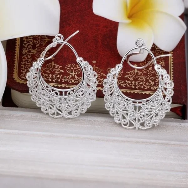 Fine charm 925 sterling Silver vintage earrings for women luxury designer Jewelry wedding birthday present Christmas Gifts - Image 3