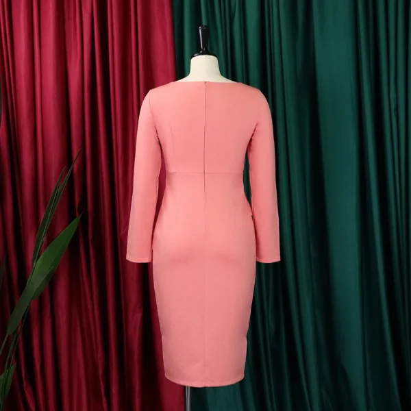 Women Elegant Occasion Dresses for Church Long Sleeve Slant Neck European Knee Length Work Office Ladies Career Dresses - Image 6