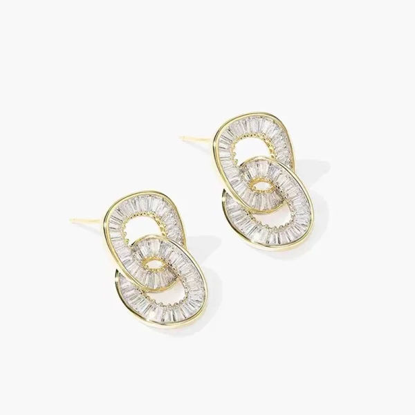 Luxury Zircon Circle Clasp Gold Colour Pendant Earrings For Woman Fashion Korean Jewelry 2020 New Party Girl's Unusual Earrings - Image 6