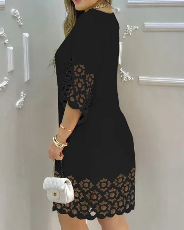 Women Hollow Out Round Neck Straight Casual Dresses Femme Summer Solid Casual Long Dresses Streetwear - Image 2