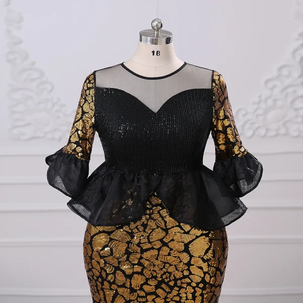 Elegant Exquisite Sequin Slim Half Sleeve Mermaid Evening Dresses Plus Size Women Prom Dresses vestidos de fiesta Dresses Gala - Image 3