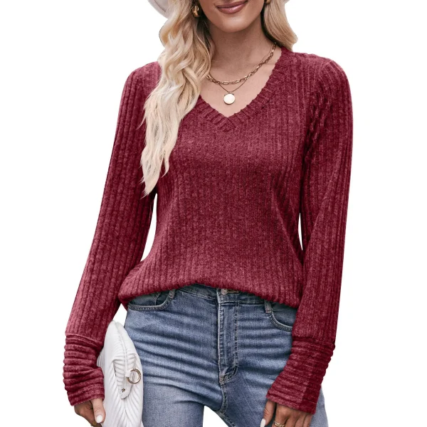 Women Casual Loose Knitted Sweater Luxury Solid Color V Neck Ladies Oversize Pullover Designer Autumn Winter Basic Knitwear - Image 4