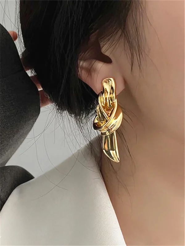 European and American knotted metal earrings for women 2022 fashion light luxury design temperament earrings - Image 2