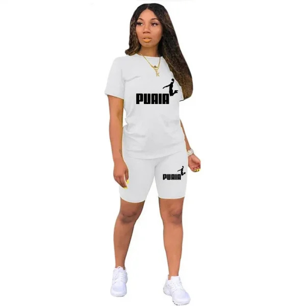 Women Short Set Two Piece Set Sportswear T-Shirts and Shorts Ladies Casual O-Neck Pullover Short Sleeve T-Shirt Casual Tracksuit - Image 5