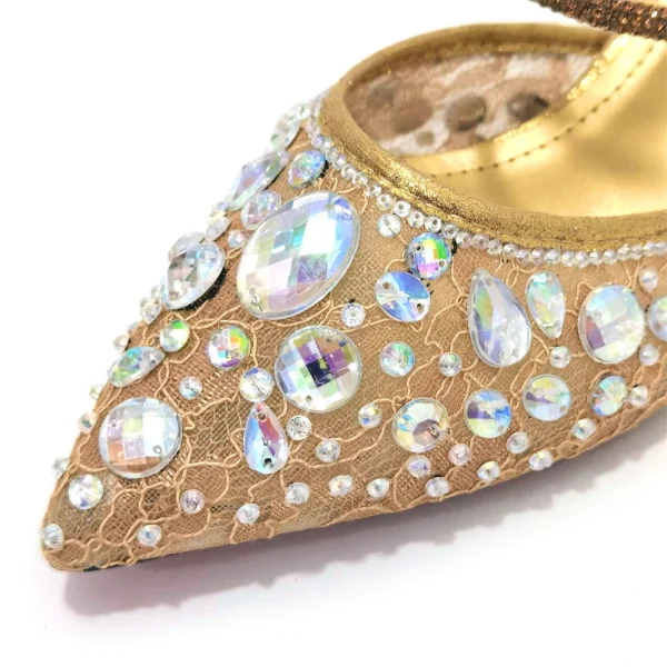 Fashion Gold Color Slippers Nigerian Party Italian Design Ladies Shoes and Bag Set Decorated With Rhinestone and Metal - Image 2