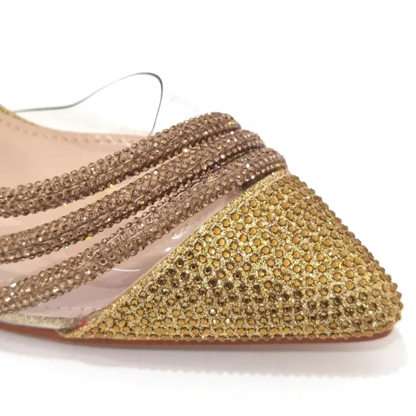 Venus Chan Italian Pointed Toe Wedding Shoes Gold Color Summer Sandal for Women 2023 High Heels Rhinestone Shoe and Bag Set - Image 4