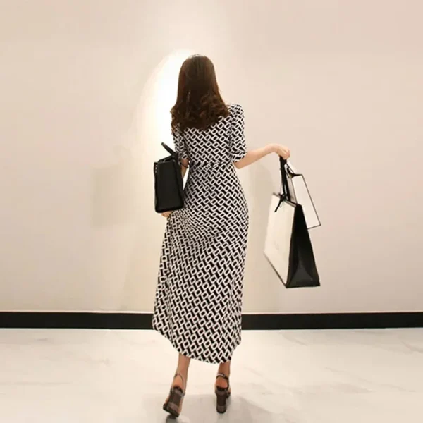 Luxury Elegant V Neck Slim Wrap Long Dresses Summer Half Sleeve Women Holiday Maxi Dress vestidos verano moda 2024 - Image 4