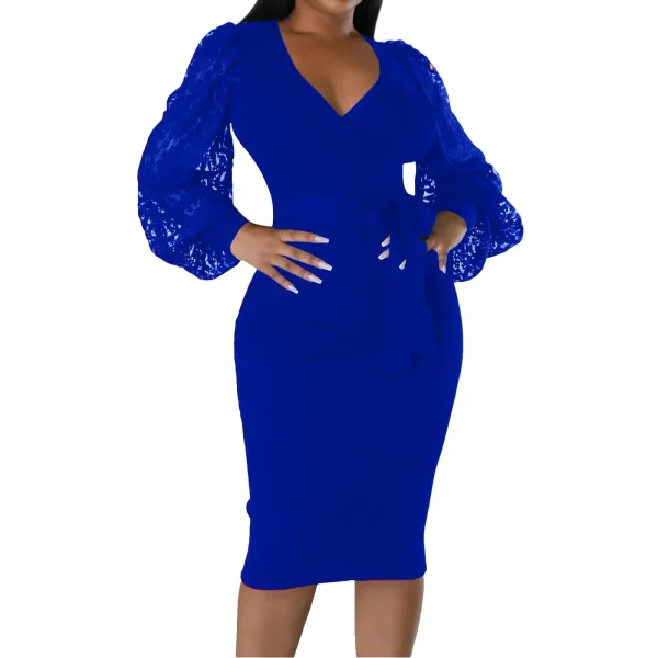 Formal Church Dresses for Women Sleeve Sexy V Neck Bodycon Midi Dresses Dress Sleeves