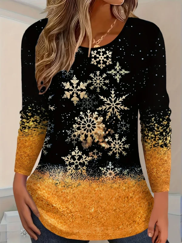 2024 Merry Christmas 3D Print Crew Neck Long Sleeve T-Shirt Fashion Womens clothing Casual y2k clothes Harajuku Female clothing - Image 2