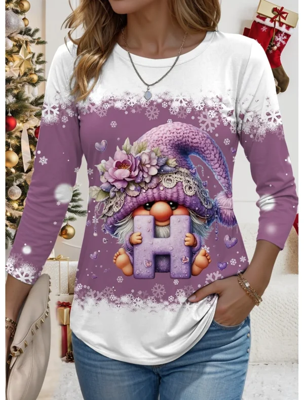 Women's Sweatshirt 3D Prints Christmas Theme Kawaii Graphics long sleeve T-shirt Casual Loose Fit O-Neck Tee Long Sleeve Tops - Image 2
