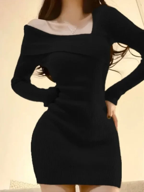 Summer Women Long Sleeve Dress Slim Knitting Female Clothes Streetwear Vacation Casual Soft Sweet Sexy Korea Fashion Dress - Image 3