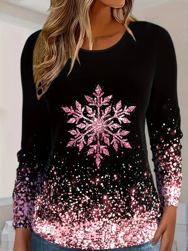 2024 Merry Christmas 3D Print Crew Neck Long Sleeve T-Shirt Fashion Womens clothing Casual y2k clothes Harajuku Female clothing - Image 5