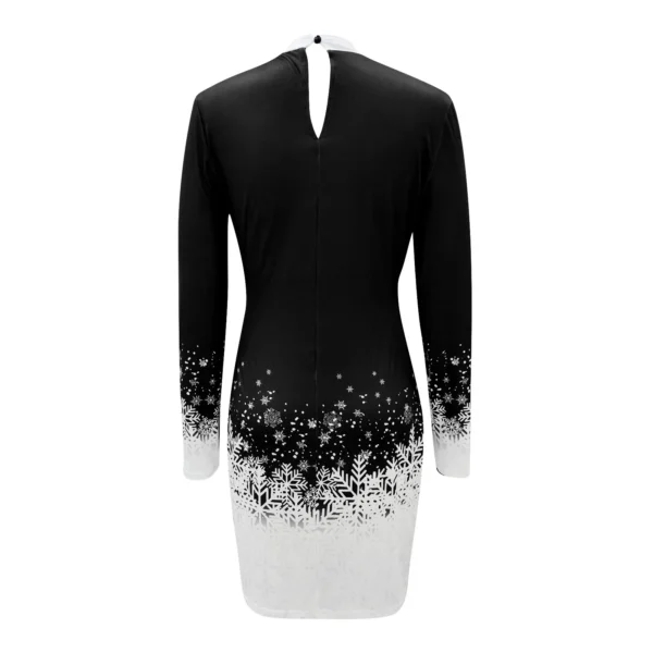 Christmas Snowflake Printed Dress Women Clothing Long-sleeved Round Neck Xmas Party Bodycon Dress Elegant Casual Mini Dresses - Image 5