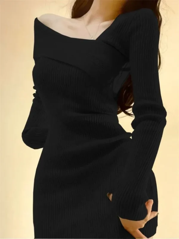 Summer Women Long Sleeve Dress Slim Knitting Female Clothes Streetwear Vacation Casual Soft Sweet Sexy Korea Fashion Dress - Image 5