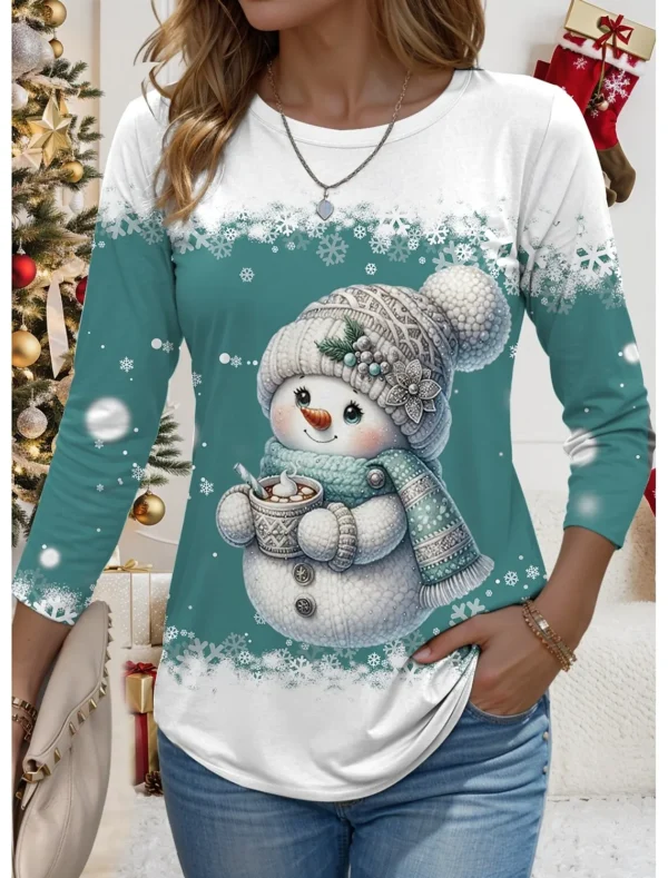 Women's Sweatshirt 3D Prints Christmas Theme Kawaii Graphics long sleeve T-shirt Casual Loose Fit O-Neck Tee Long Sleeve Tops - Image 5
