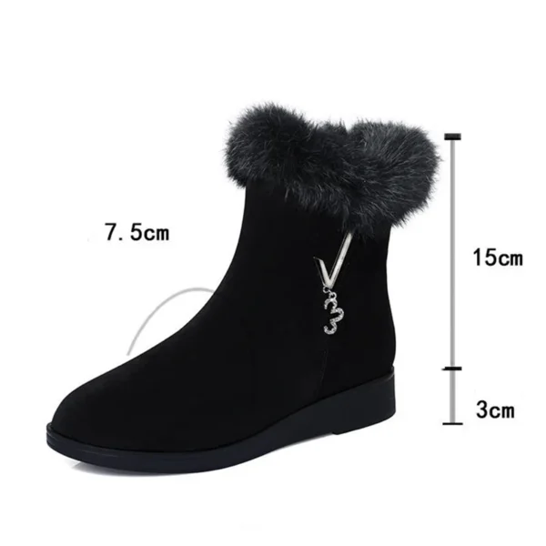 Women Flats Shoes Platform Fur Crystal Luxury Chelsea Ankle Boots Winter 2024 New Trend Warm Short Plus Cotton Goth Snow Boots - Image 5